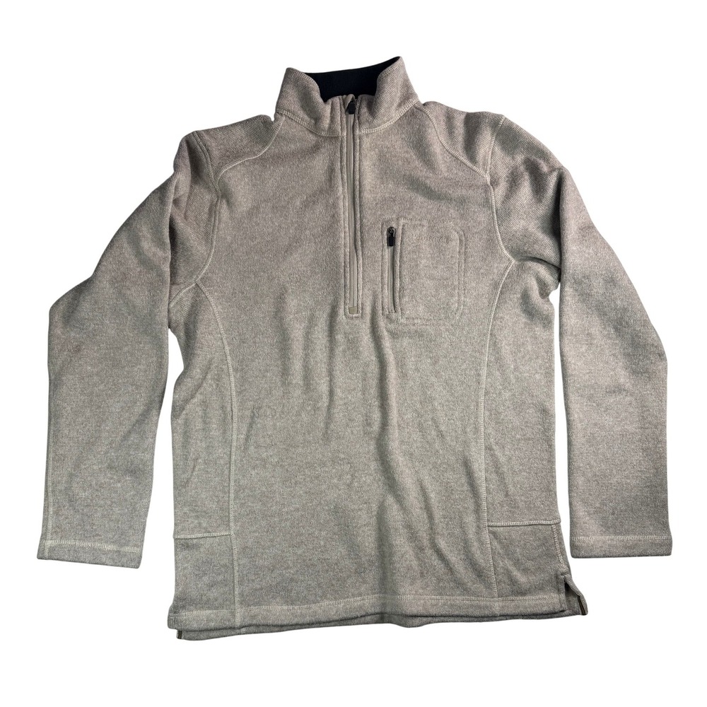 Woolrich Pullover Sweater Mens‎ Medium Gray Half Zip Knit Fleece Outdoor Pocket